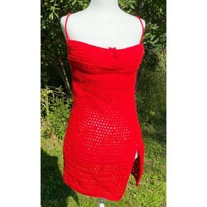✨❤️💫Handmade Red Crochet Mini Dress